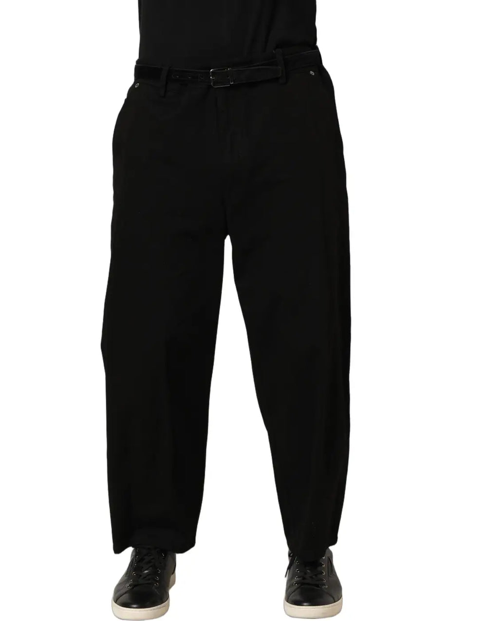 Dolce & Gabbana Black Mid Waist Straight Men Trouser Pants