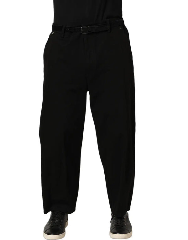 Dolce & Gabbana Black Mid Waist Straight Men Trouser Pants