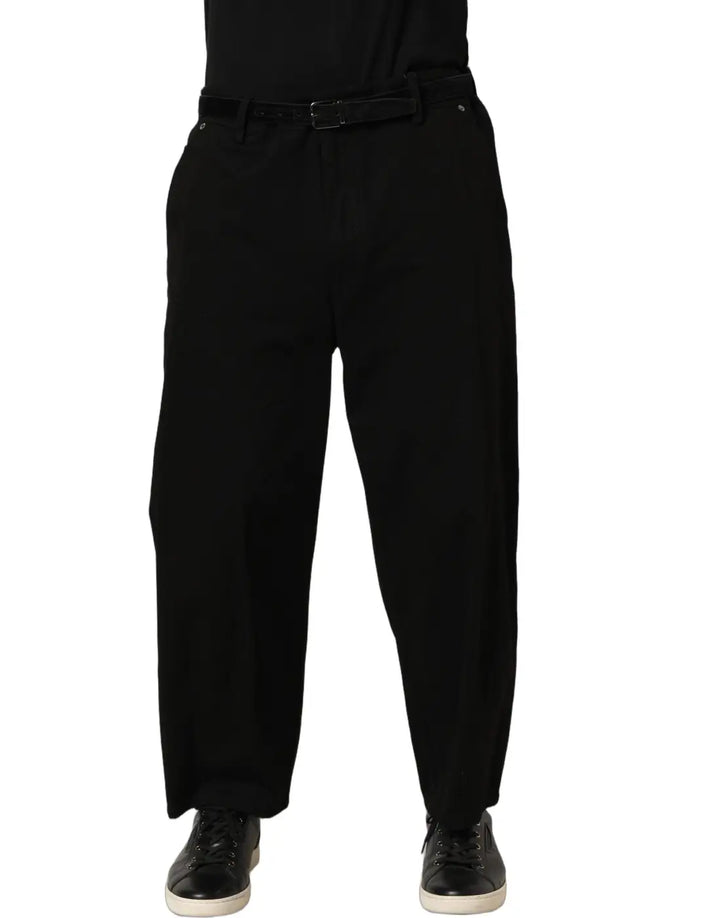 Dolce &amp; Gabbana Black Mid Waist Straight Men Trouser Pants