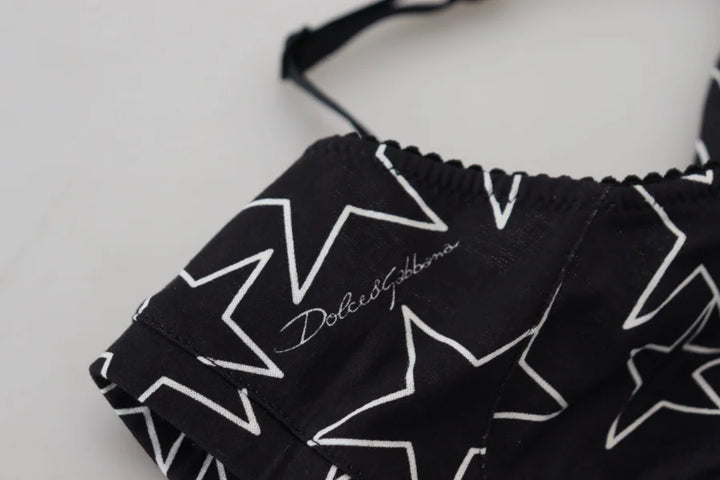 Dolce &amp; Gabbana Black Millennials Star Non Wire Cotton Bra Underwear