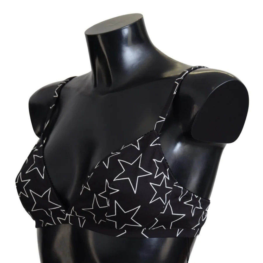 Dolce &amp; Gabbana Black Millennials Star Non Wire Cotton Bra Underwear