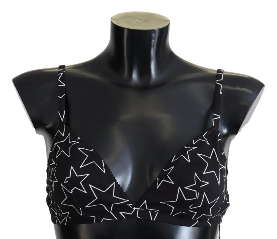 Dolce &amp; Gabbana Black Millennials Star Non Wire Cotton Bra Underwear