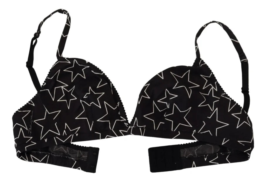 Dolce &amp; Gabbana Black Millennials Star Non Wire Cotton Bra Underwear