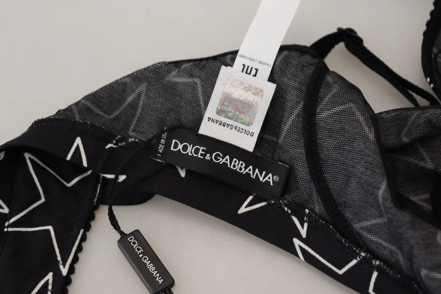 Dolce &amp; Gabbana Black Millennials Star Non Wire Cotton Bra Underwear
