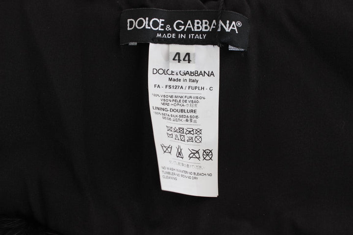 Dolce &amp; Gabbana Black Mink Fur Shoulder Collar Scarf