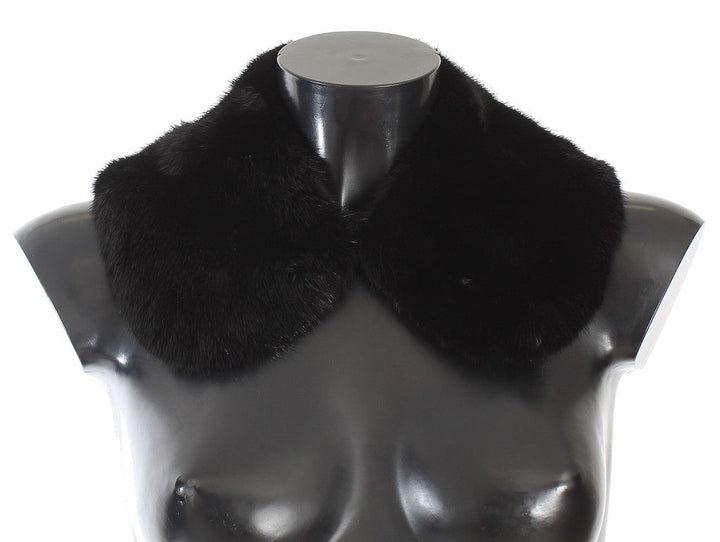 Dolce &amp; Gabbana Black Mink Fur Shoulder Collar Scarf