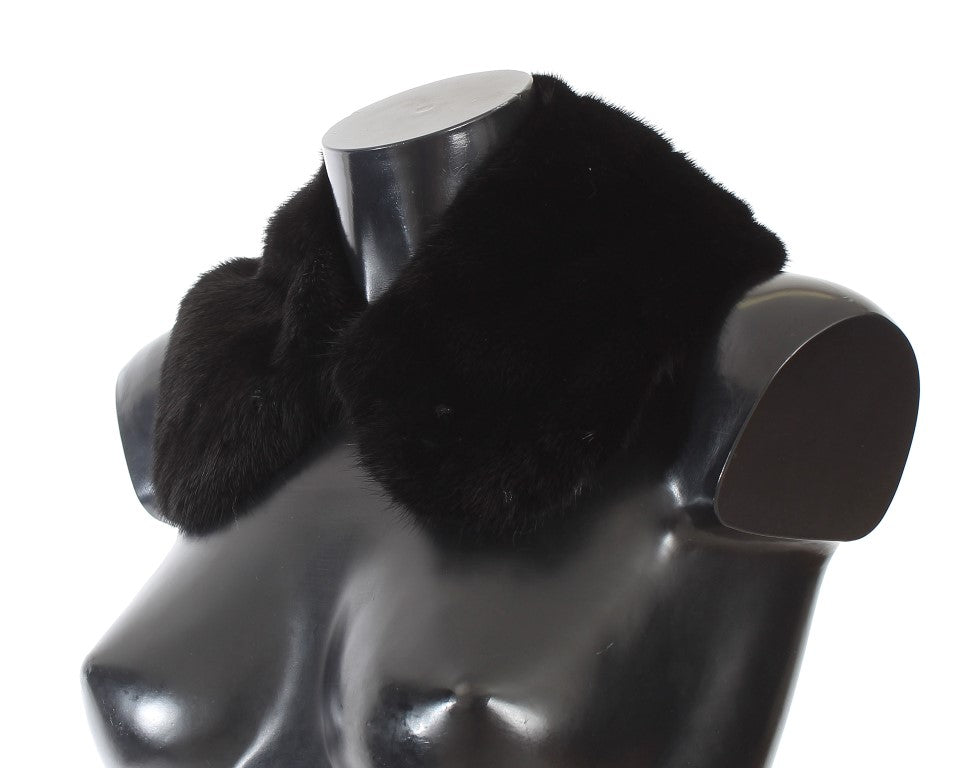 Dolce &amp; Gabbana Black Mink Fur Shoulder Collar Scarf