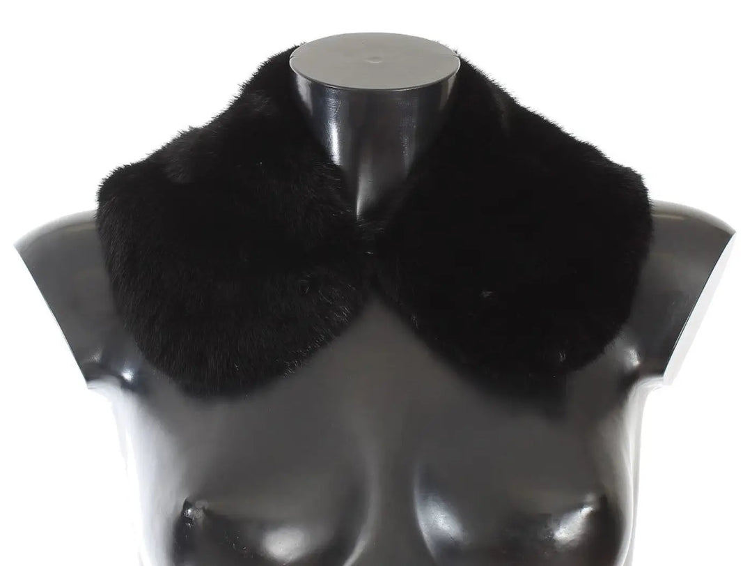 Dolce &amp; Gabbana Black Mink Fur Shoulder Collar Scarf