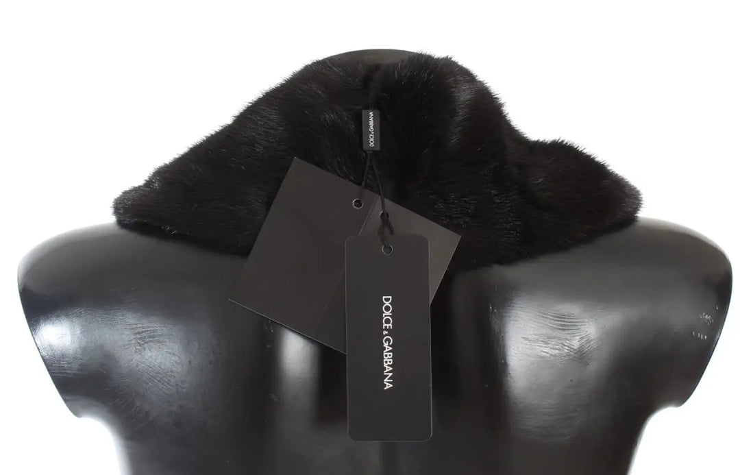 Dolce &amp; Gabbana Black Mink Fur Shoulder Collar Scarf