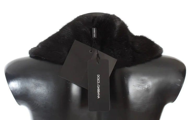 Dolce &amp; Gabbana Black Mink Fur Shoulder Collar Scarf
