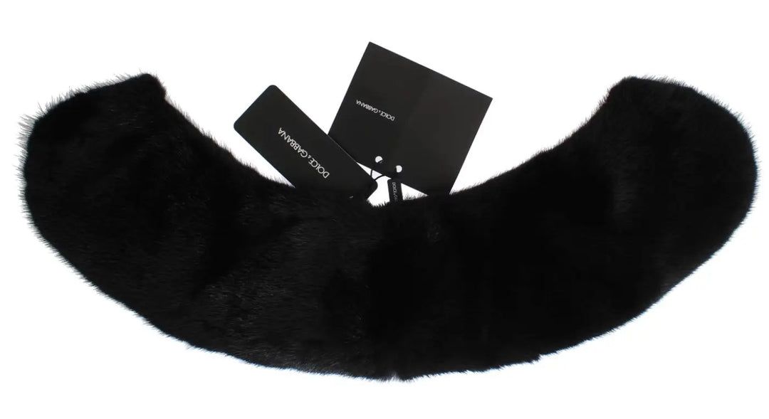 Dolce &amp; Gabbana Black Mink Fur Shoulder Collar Scarf