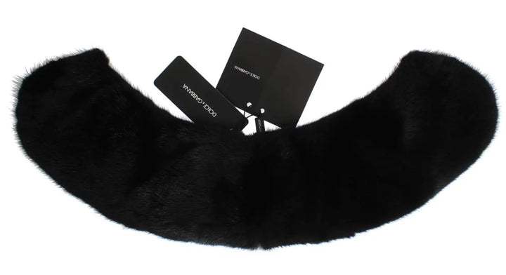 Dolce &amp; Gabbana Black Mink Fur Shoulder Collar Scarf