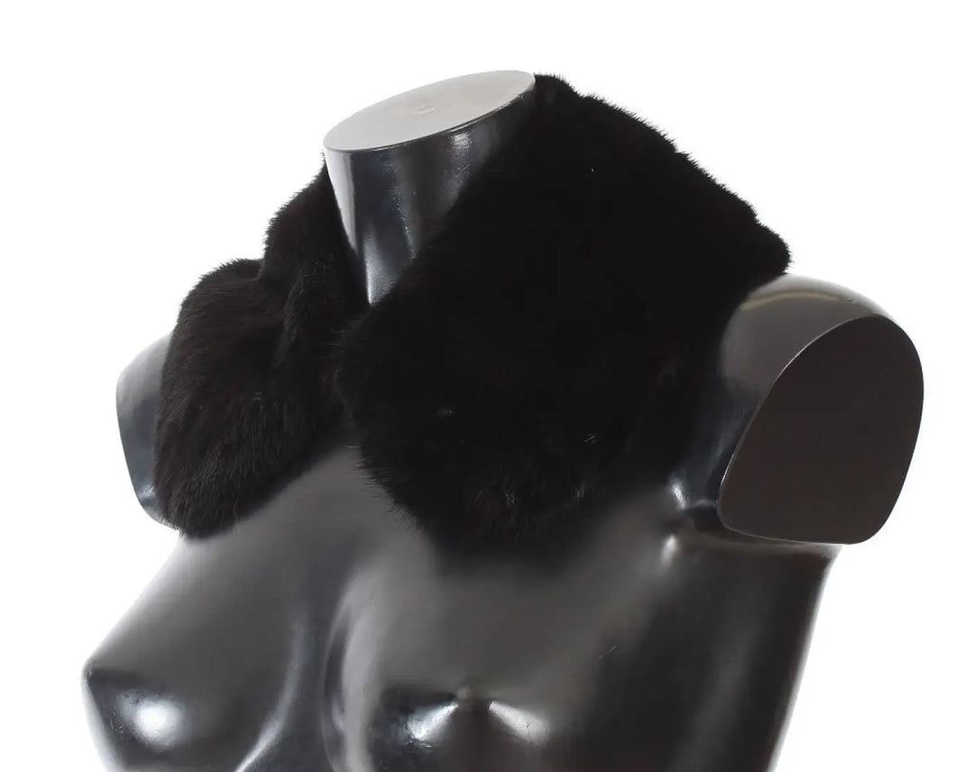 Dolce &amp; Gabbana Black Mink Fur Shoulder Collar Scarf