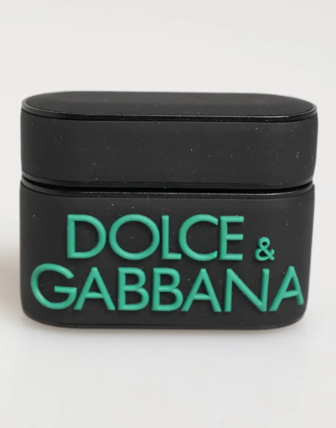 Dolce &amp; Gabbana Black Mint Rubber Logo Embossed Accessory Airpods Case