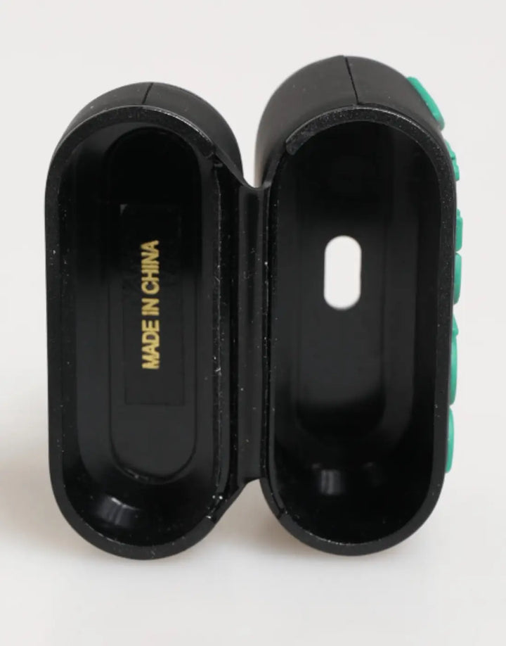 Dolce &amp; Gabbana Black Mint Rubber Logo Embossed Accessory Airpods Case