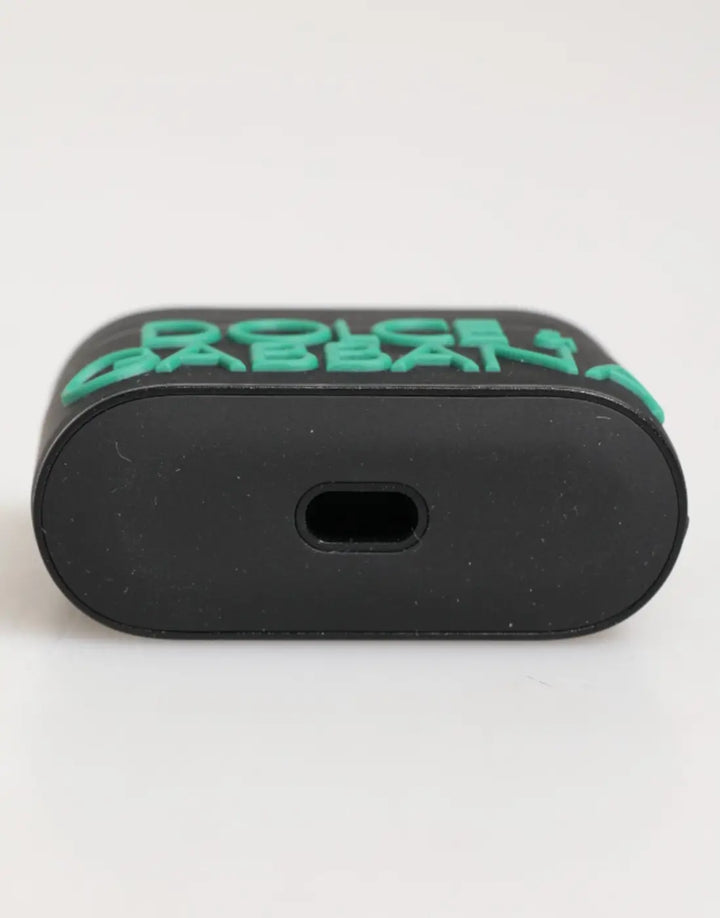 Dolce &amp; Gabbana Black Mint Rubber Logo Embossed Accessory Airpods Case