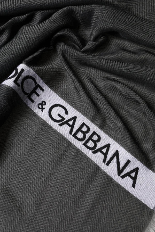 Dolce &amp; Gabbana Black Modal Warmer Shawl Fringes 140cm x 134cm Men Scarf