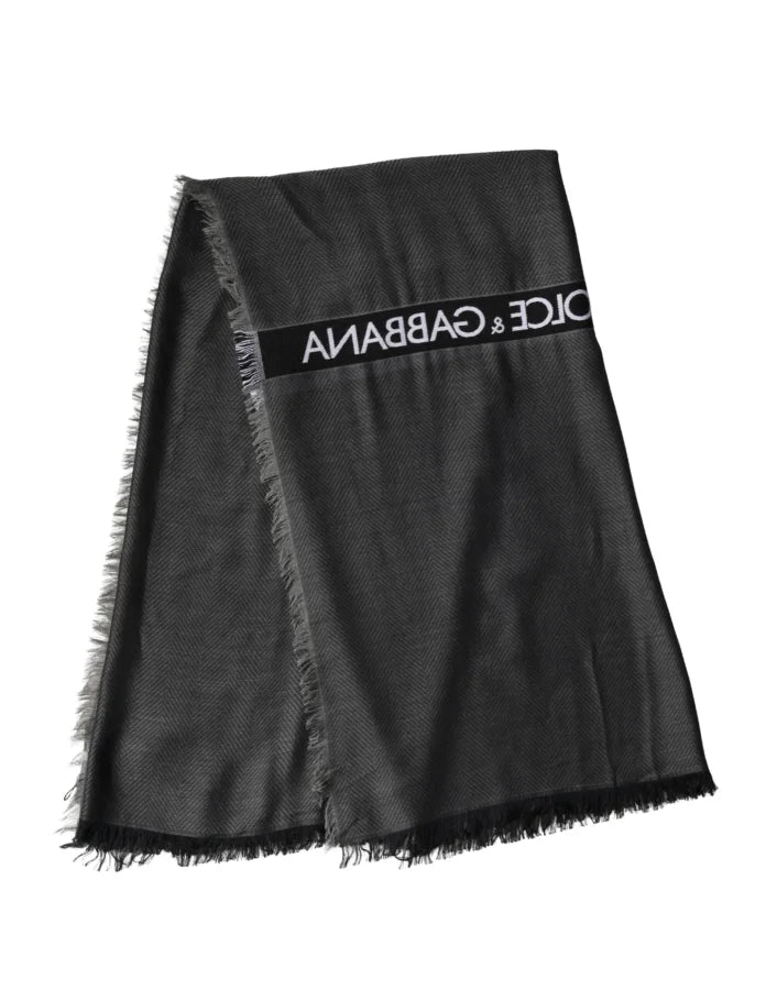 Dolce &amp; Gabbana Black Modal Warmer Shawl Fringes 140cm x 134cm Men Scarf