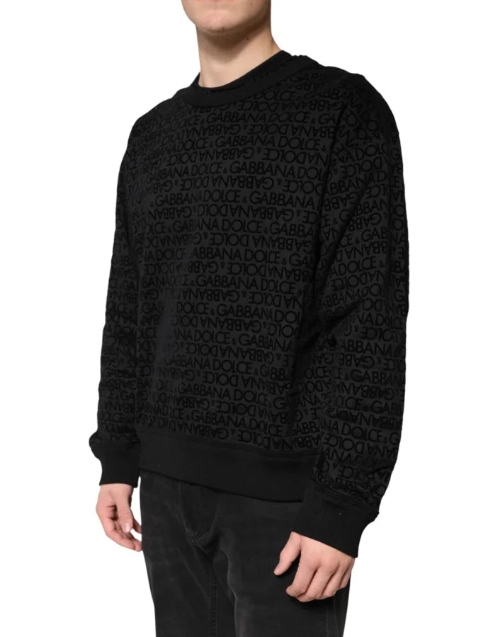 Dolce &amp; Gabbana Black Monogram Crew Neck Sweatshirt Sweater