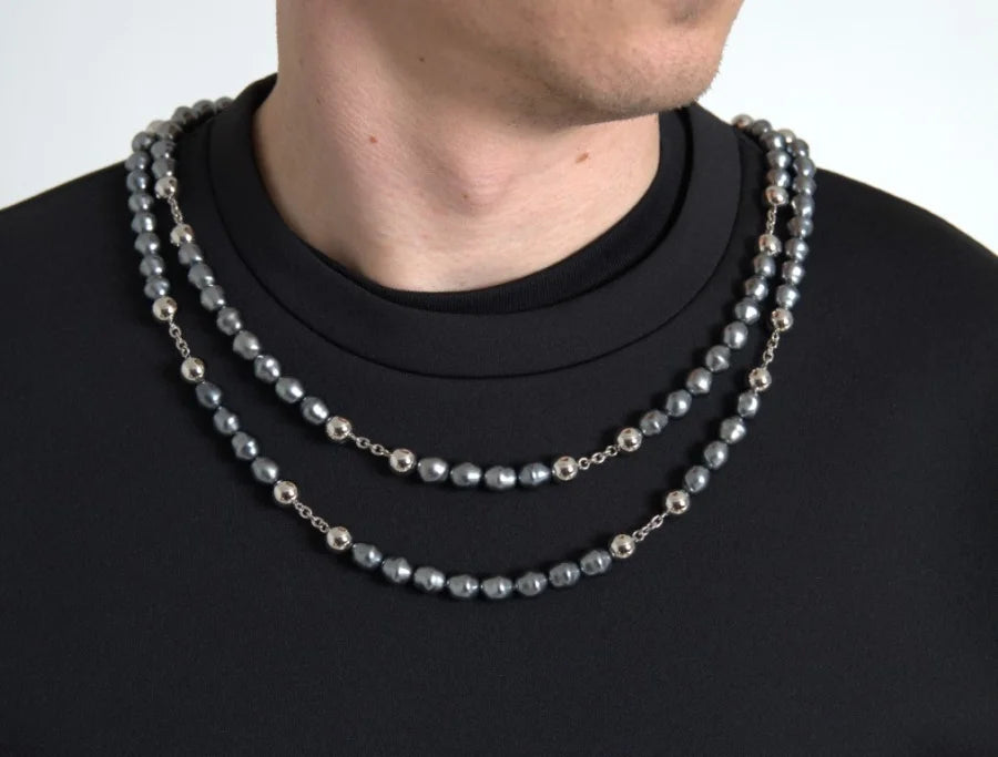 Dolce &amp; Gabbana Black Necklace Embellished Polyester T-shirt