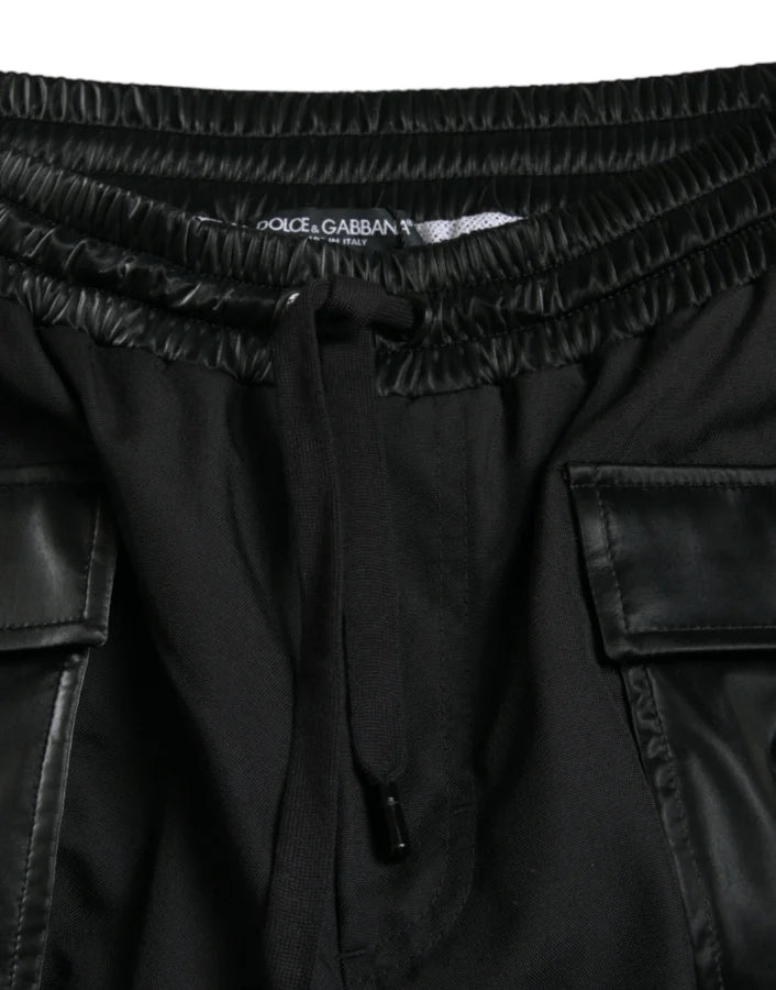 Dolce &amp; Gabbana Black Nylon Cargo Jogger Men Sweatpants Pants