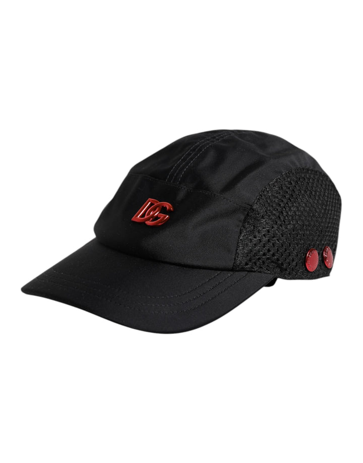 Dolce &amp; Gabbana Black Nylon Dg Logo 6 Panels Baseball Cap