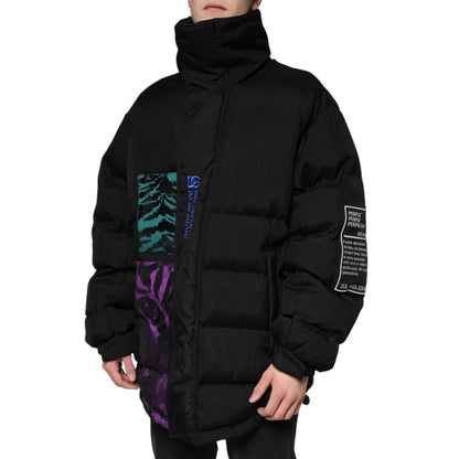 Dolce Gabbana Black Nylon DG Logo Padded Jacket Authentic Luxury &