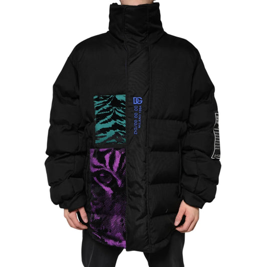 Dolce Gabbana Black Nylon DG Logo Padded Jacket Authentic Luxury &