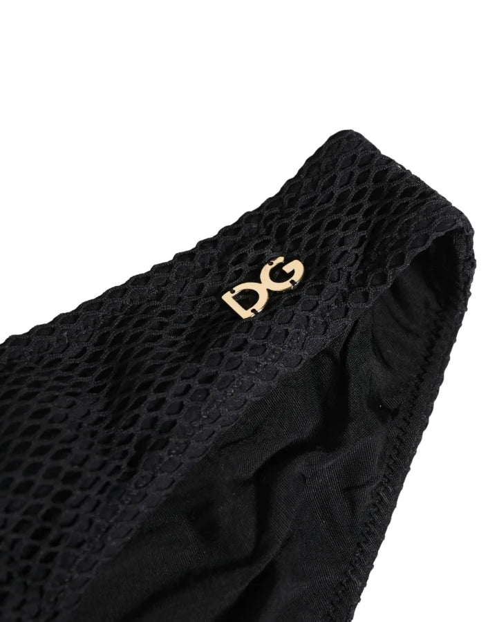 Dolce &amp; Gabbana Black Nylon DG Logo Plaque Regular Brief Underwear