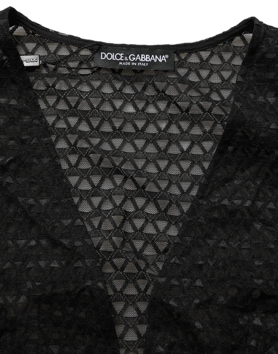 Dolce &amp; Gabbana - Black Nylon Fishnet Long Sleeve Cropped Top