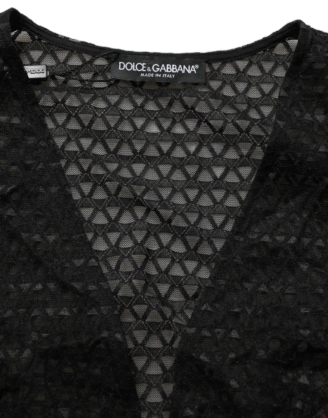 Dolce &amp; Gabbana Black Nylon Fishnet Long Sleeve Cropped Top