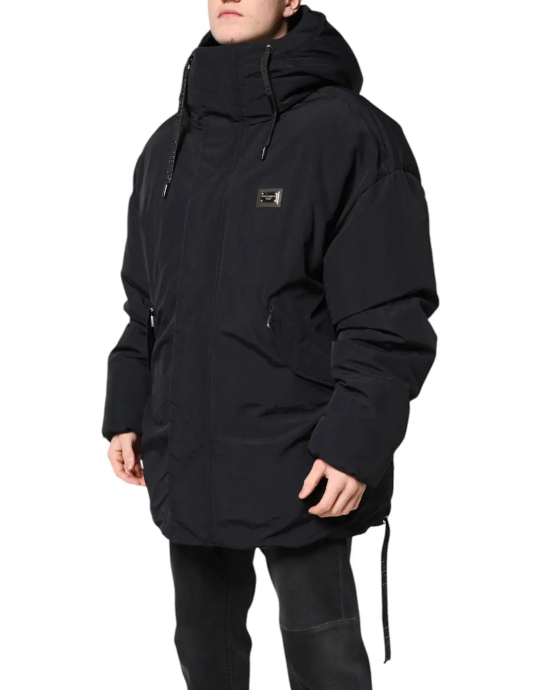 Dolce &amp; Gabbana Black Nylon Full Zip Hooded Parka Jacket