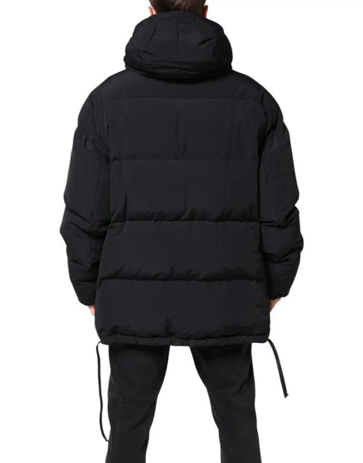 Dolce &amp; Gabbana Black Nylon Full Zip Hooded Parka Jacket