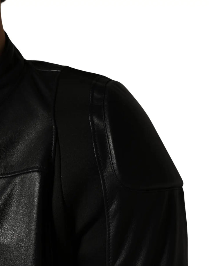 Dolce &amp; Gabbana Black Nylon Full Zip Men Biker Coat Jacket