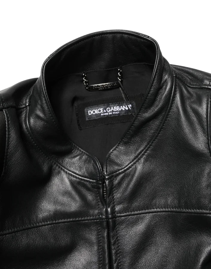 Dolce & Gabbana Black Nylon Full Zip Men Biker Coat Jacket