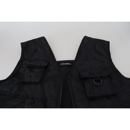 Dolce & Gabbana Black Nylon Full Zip Sleeveless Jacket
