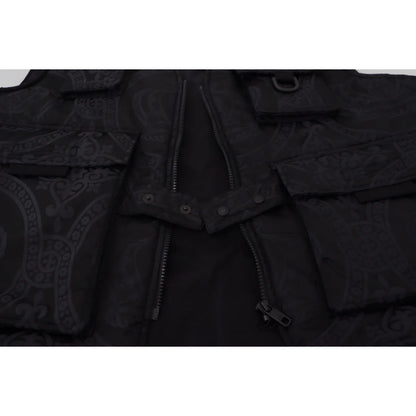 Dolce & Gabbana Black Nylon Full Zip Sleeveless Jacket