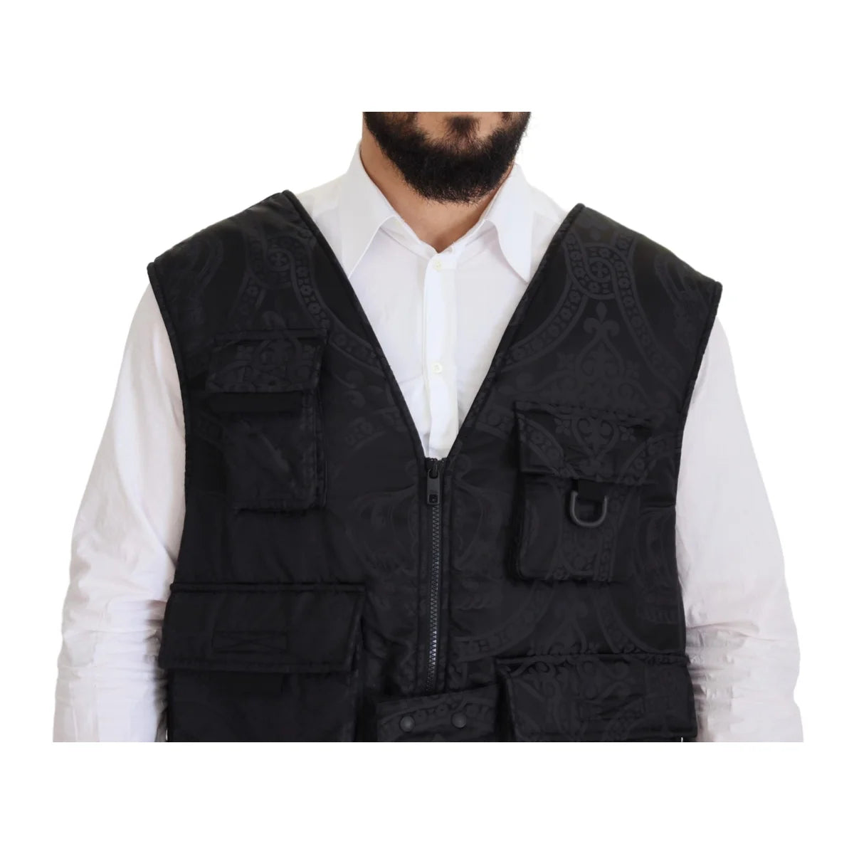 Dolce & Gabbana Black Nylon Full Zip Sleeveless Jacket