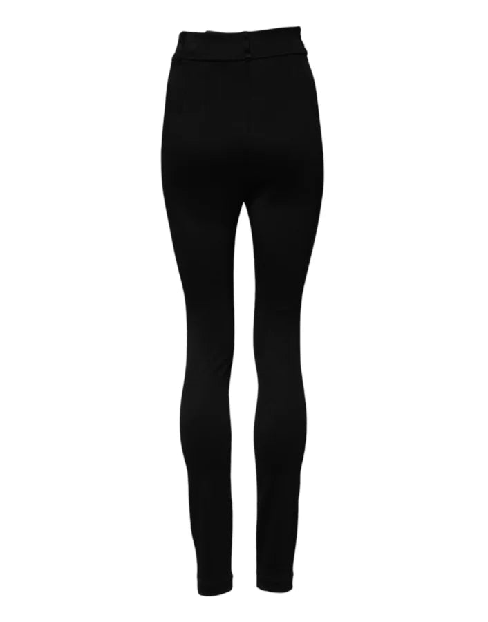 Dolce &amp; Gabbana Black Nylon High Waist Skinny Leggings Pants