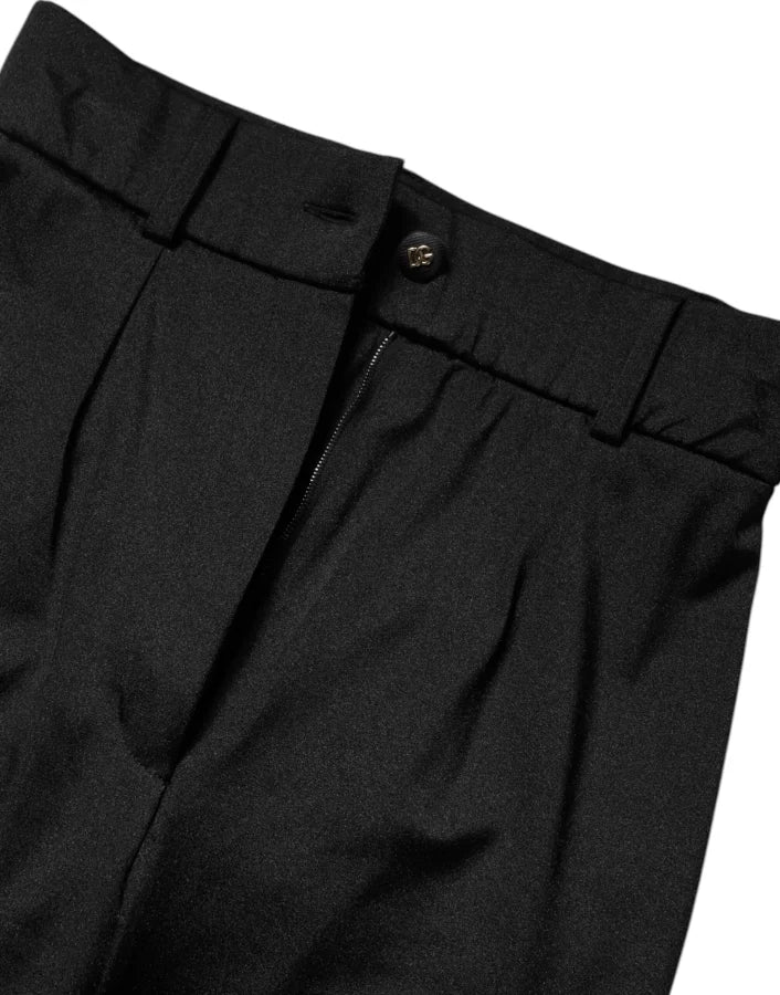 Dolce &amp; Gabbana Black Nylon High Waist Slim Fit Pants