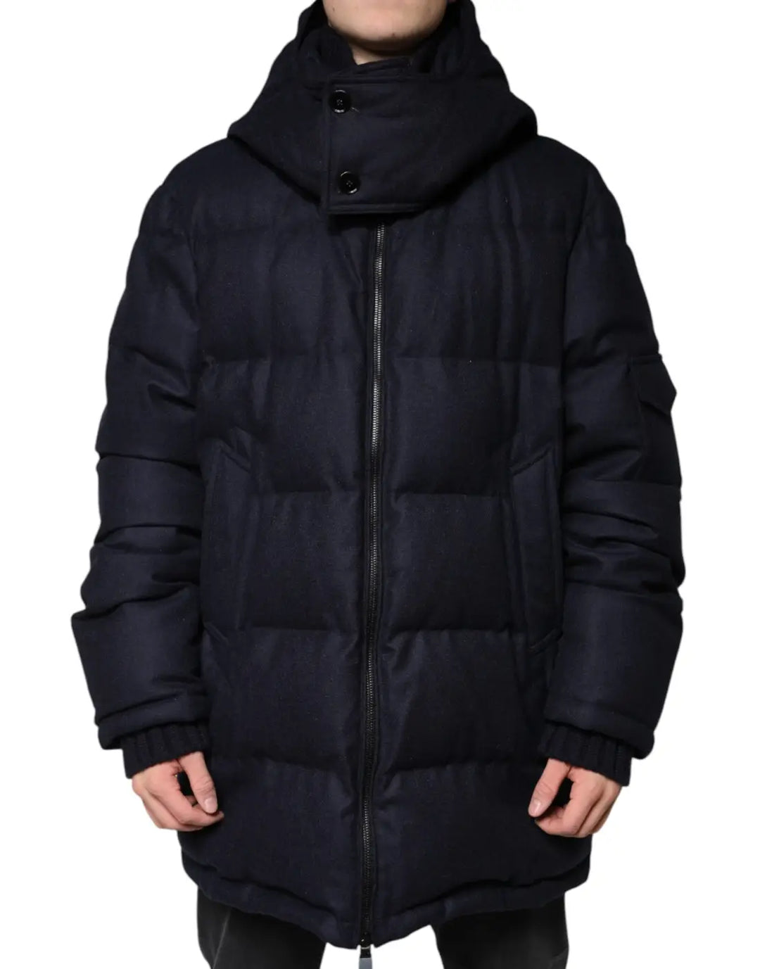 Dolce &amp; Gabbana Black Nylon Hooded Puffer Men Coat Jacket