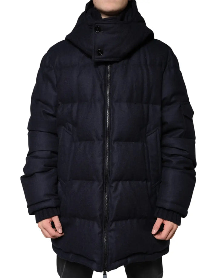 Dolce &amp; Gabbana Black Nylon Hooded Puffer Men Coat Jacket