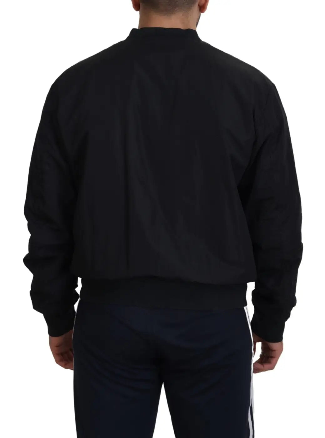 Dolce &amp; Gabbana Black Nylon Logo Bomber Zipper Jacket
