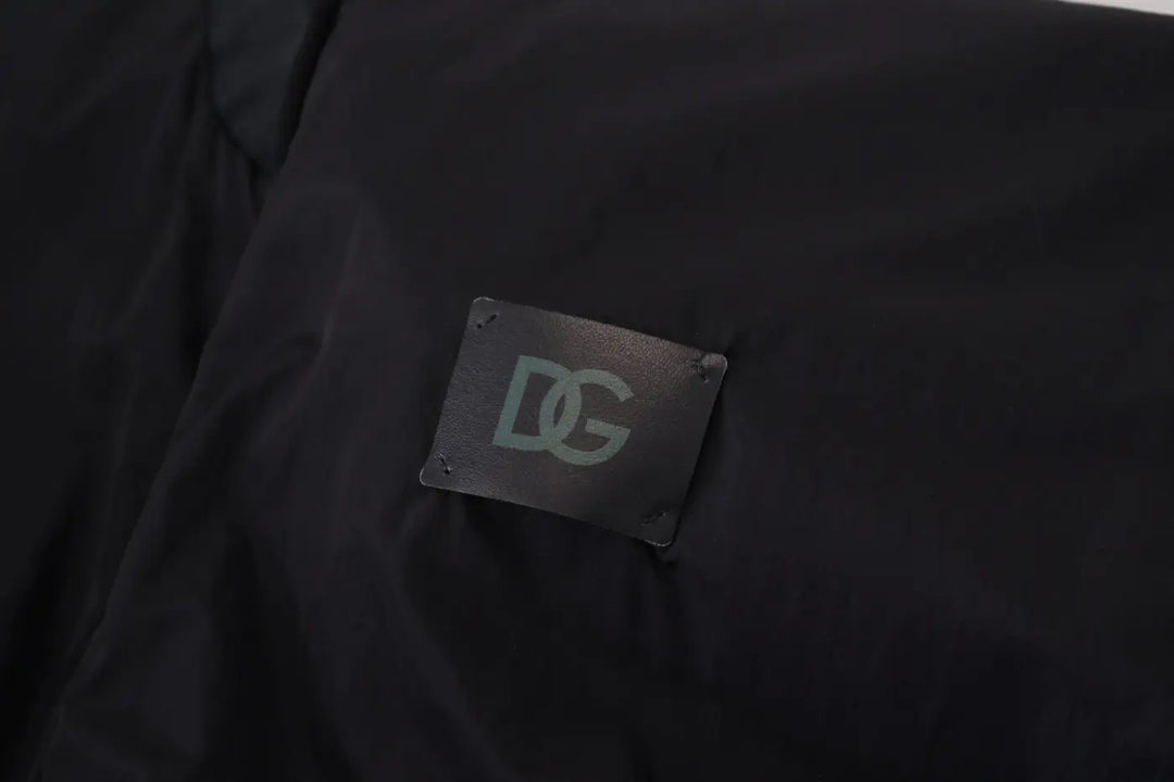 Dolce &amp; Gabbana Black Nylon Logo Bomber Zipper Jacket