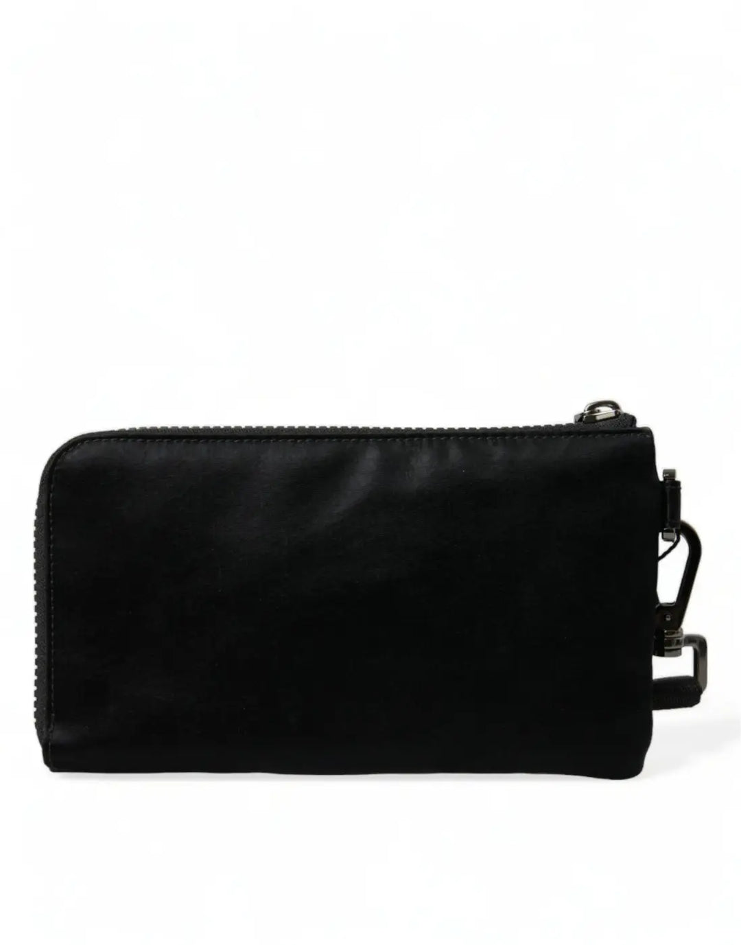 Dolce &amp; Gabbana Black Nylon Logo Plaque Keyring Pouch Clutch Bag