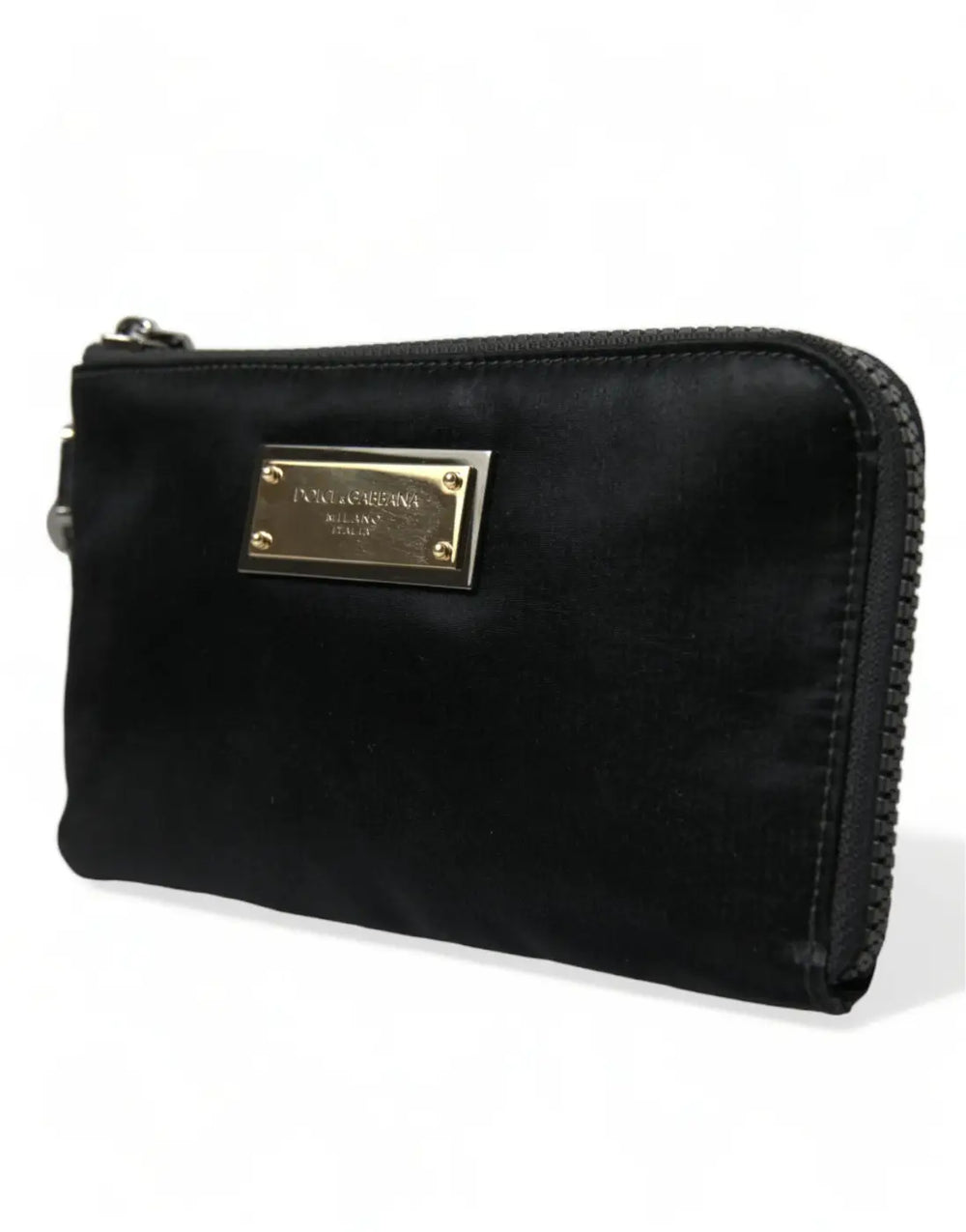 Dolce & Gabbana - Black Nylon Logo Plaque Keyring Pouch Clutch Bag