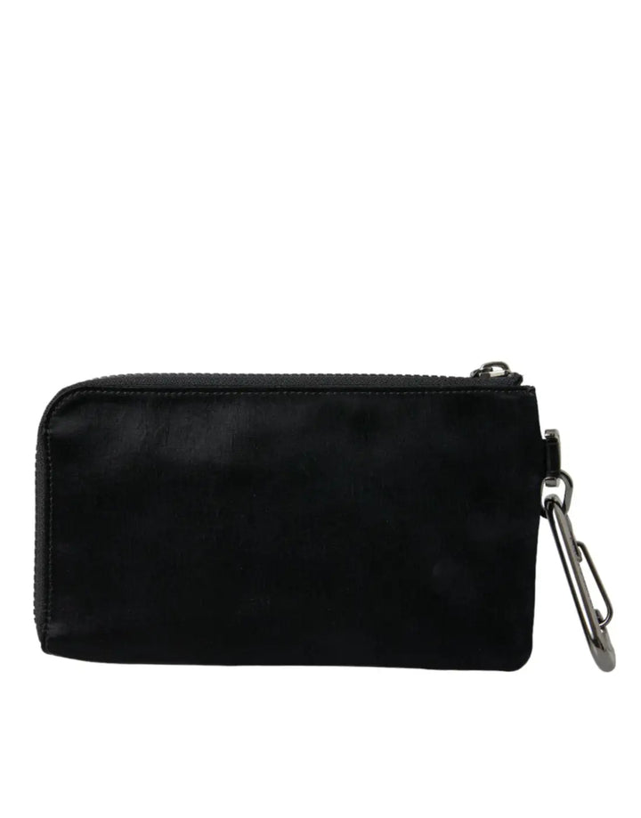 Dolce &amp; Gabbana Black Nylon Logo Plaque Keyring Pouch Clutch Bags