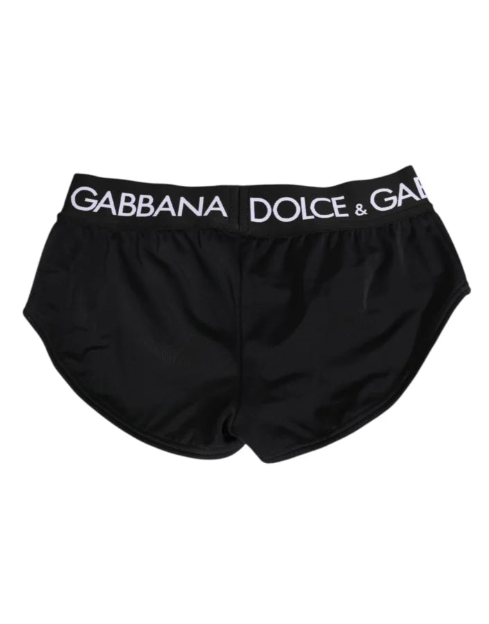 Dolce &amp; Gabbana Black Nylon Logo Waistband Shorts Underwear