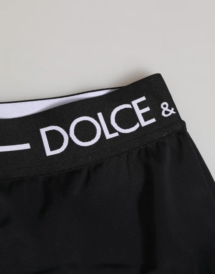 Dolce &amp; Gabbana Black Nylon Logo Waistband Shorts Underwear