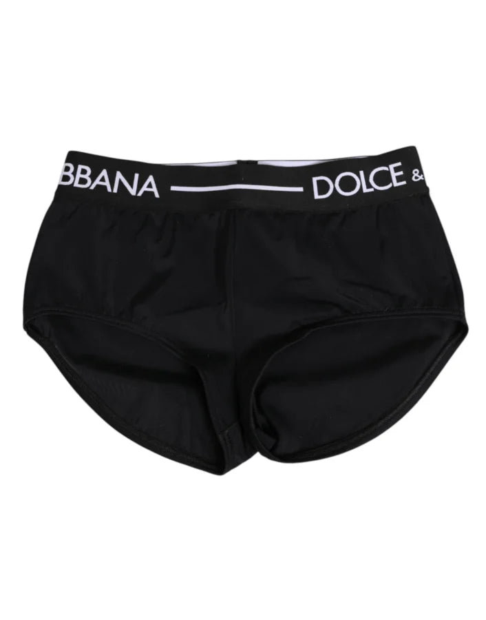 Dolce &amp; Gabbana Black Nylon Logo Waistband Shorts Underwear